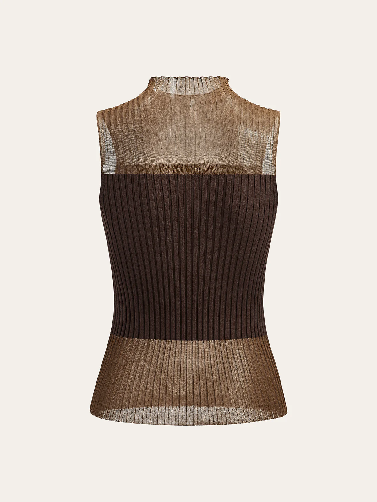 Mock Neck Sheer Paneled Sleeveless Top - Takermore