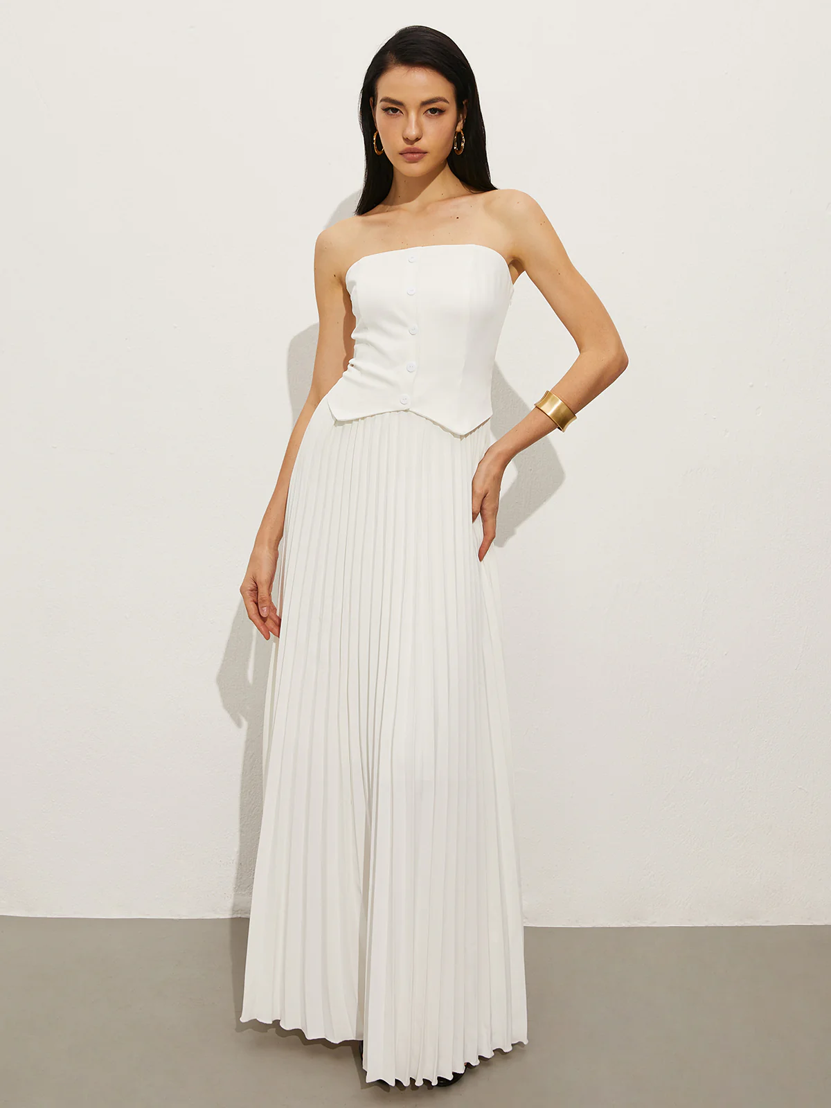 Wrap Off-Shoulder Pleated Dress - Takermore