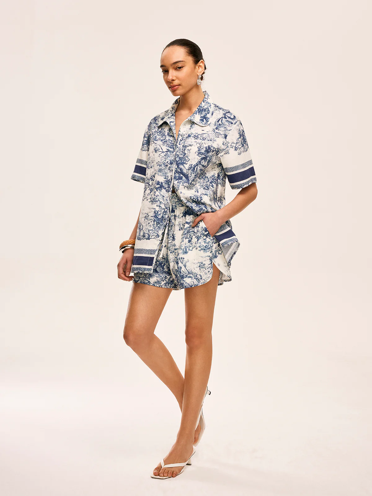 Printed Contrast Trim Shorts Sets - Takermore
