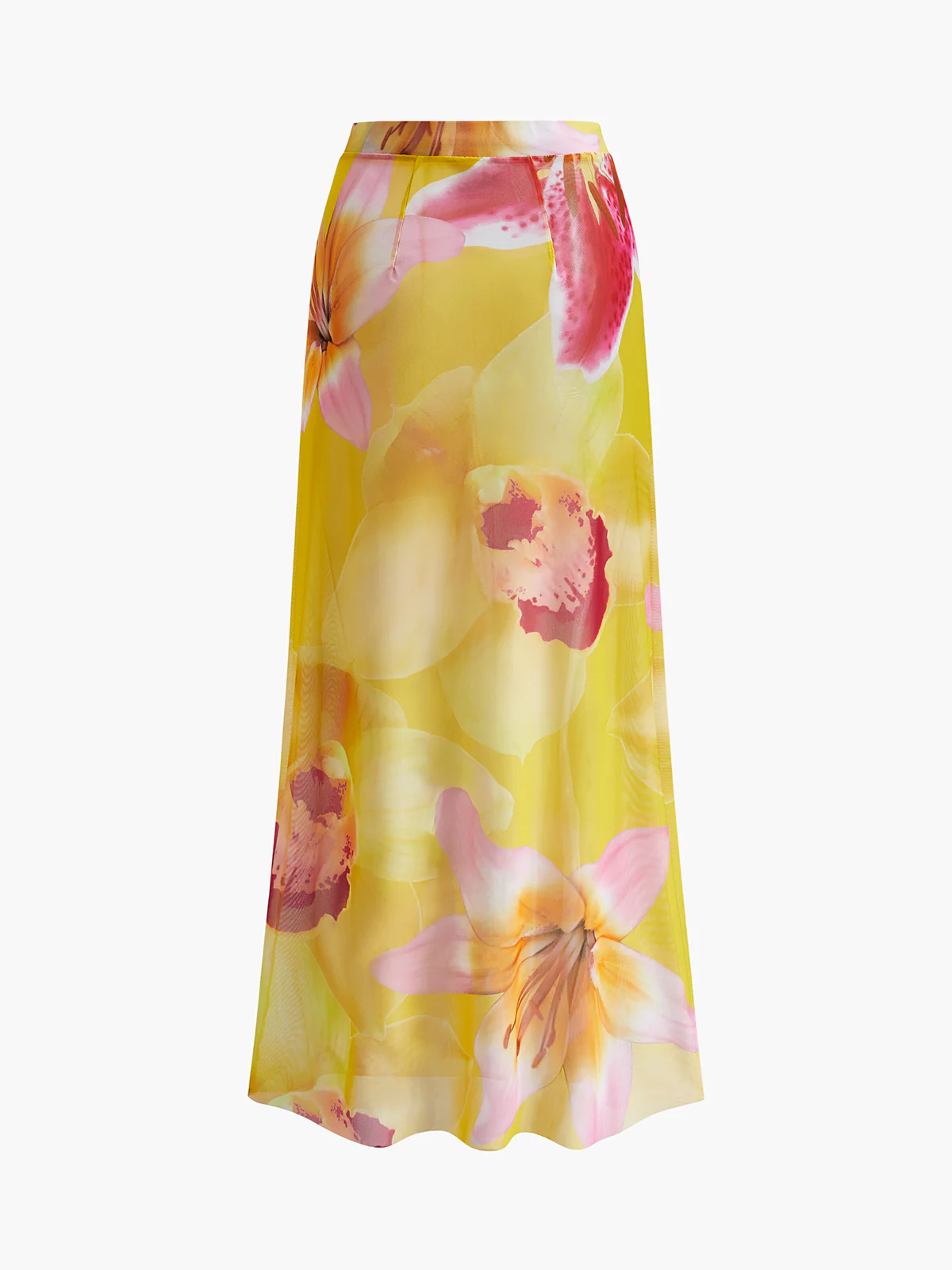Mesh Floral Print Cover-Up Skirt - Takermore