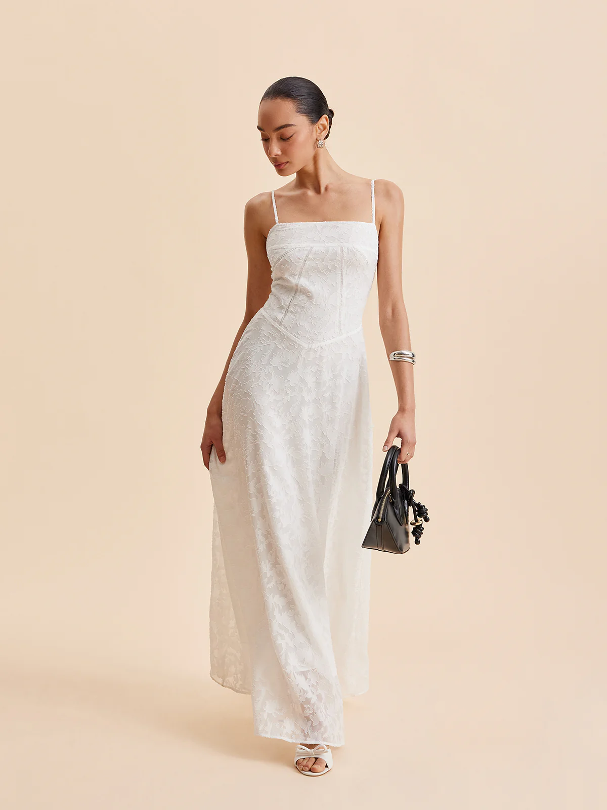 Chiffon Floral Lace Cami Dress - Takermore