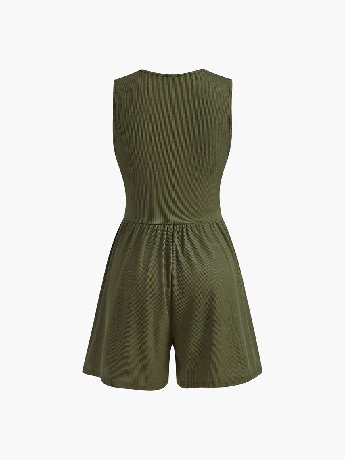 Sleeveless V-Neck Ribbed Jumpsuit - Takermore