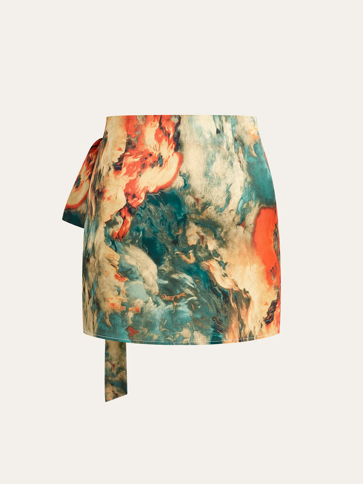 Colorful Printed Wrap-Tie Mini Skirt - Takermore