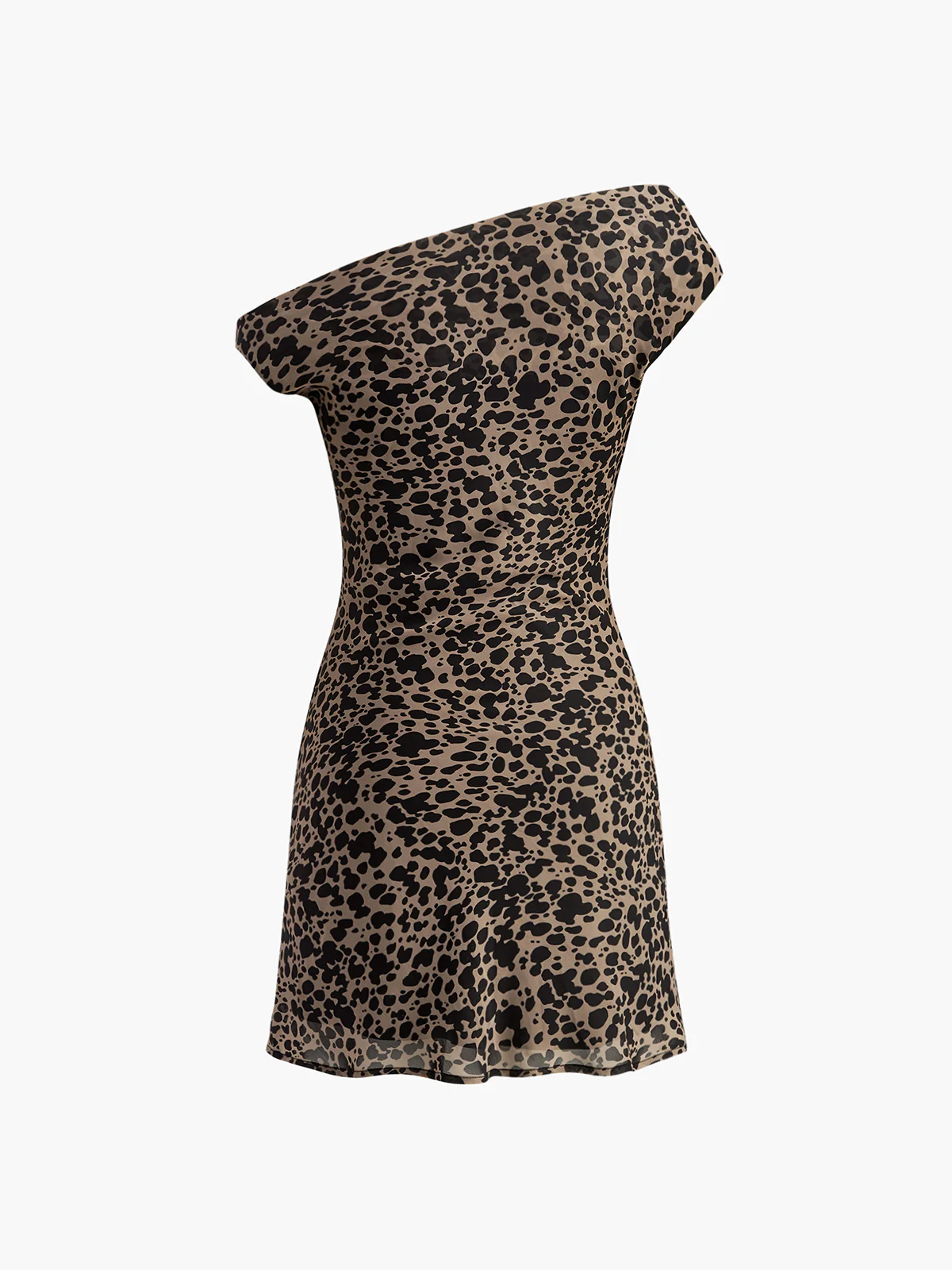 Asymmetric Collar Printed Short Dress - Takermore
