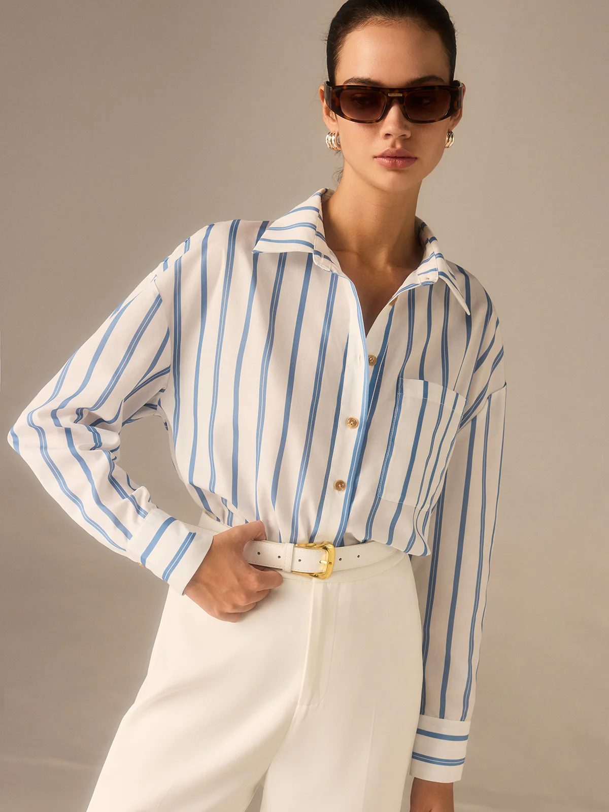 Oversized Striped Button Shirt - Takermore