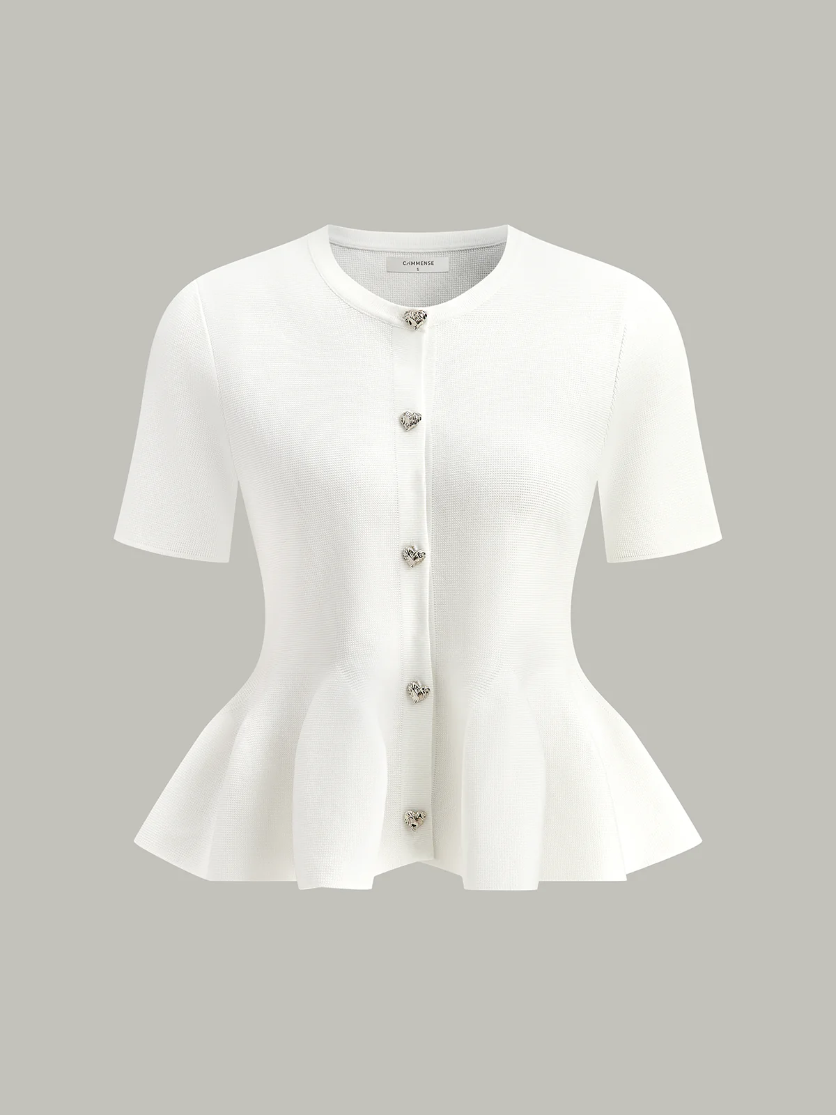 Short-Sleeved Peplum Cardigan - Takermore