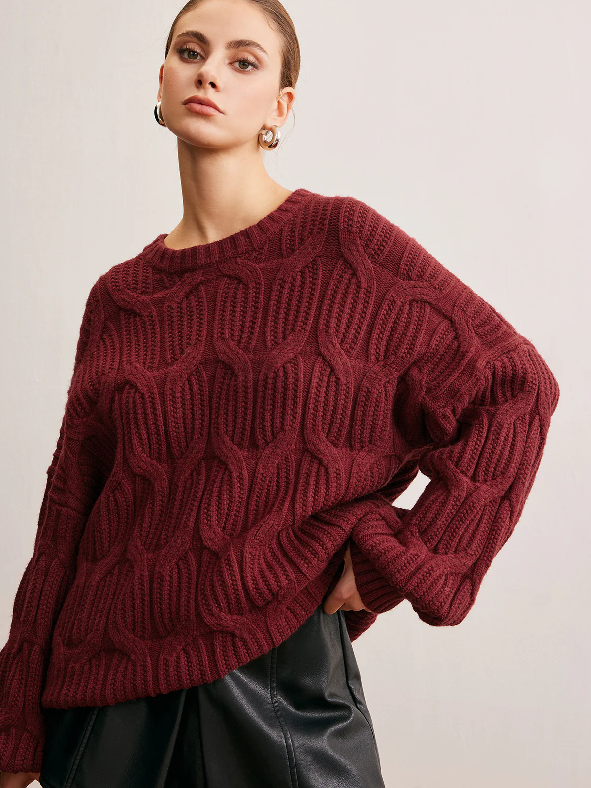 Plain Draped Pullover Sweater - Takermore