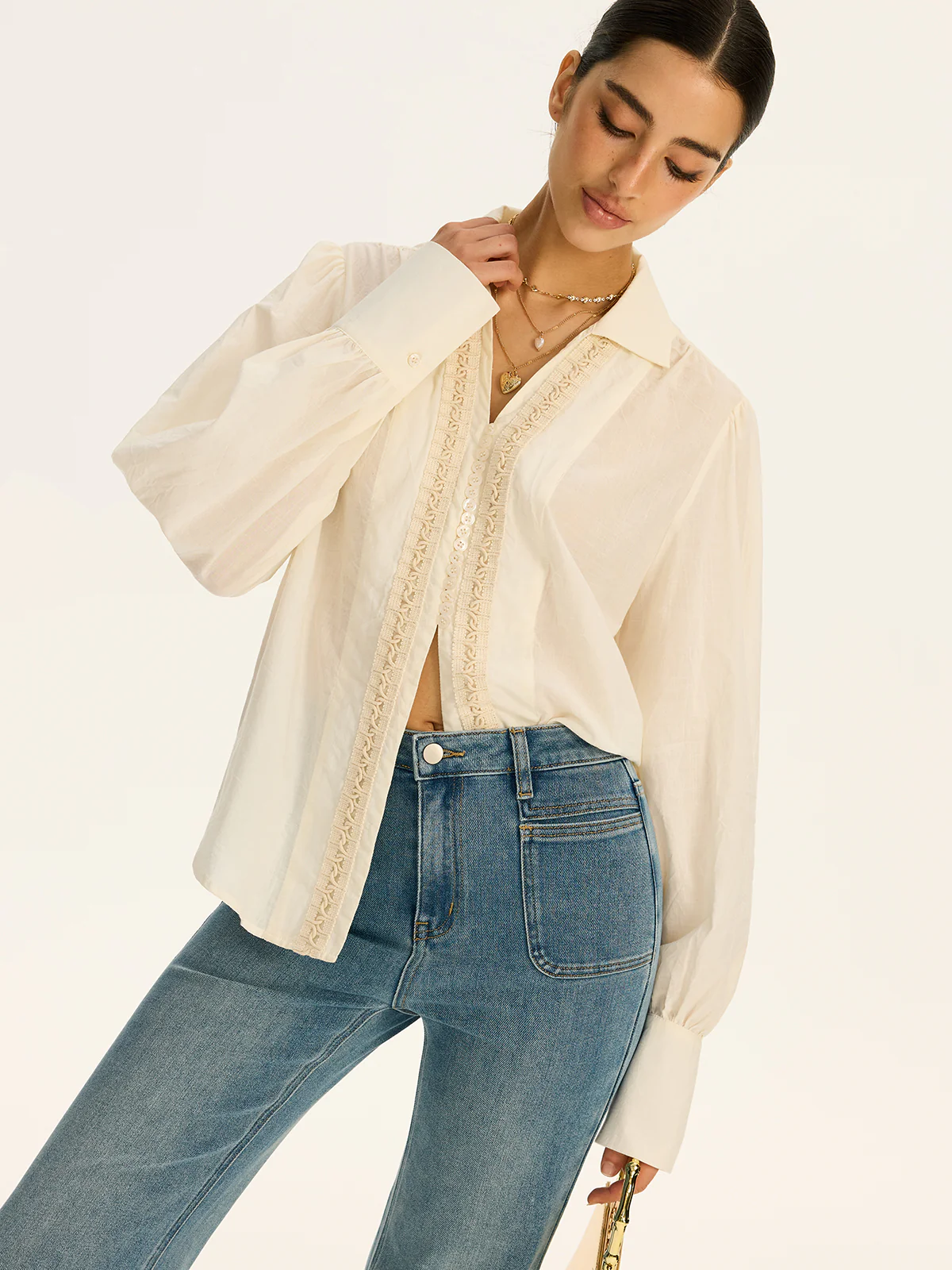 Lace-Trimmed Cotton Shirt - Takermore