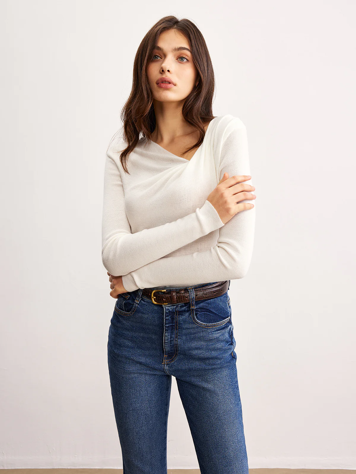 Wool-Blend Pleated Knit Top - Takermore