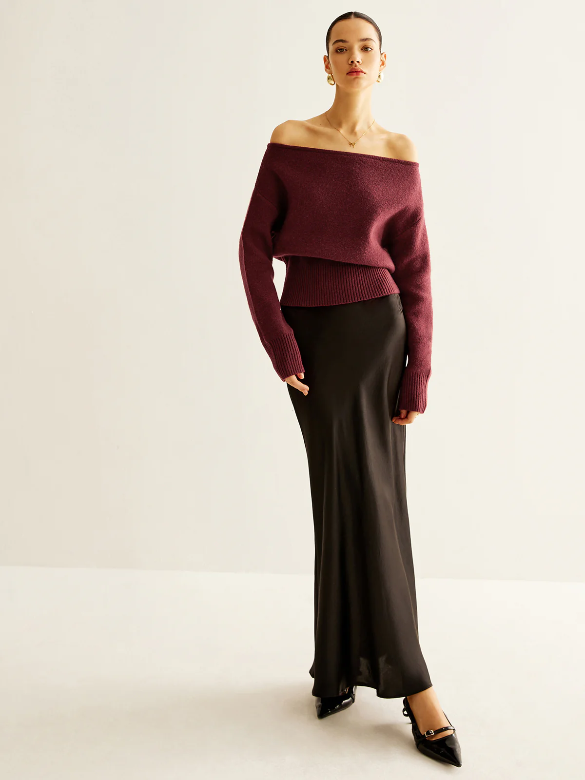 Cold-Shoulder Cinched Sweater - Takermore