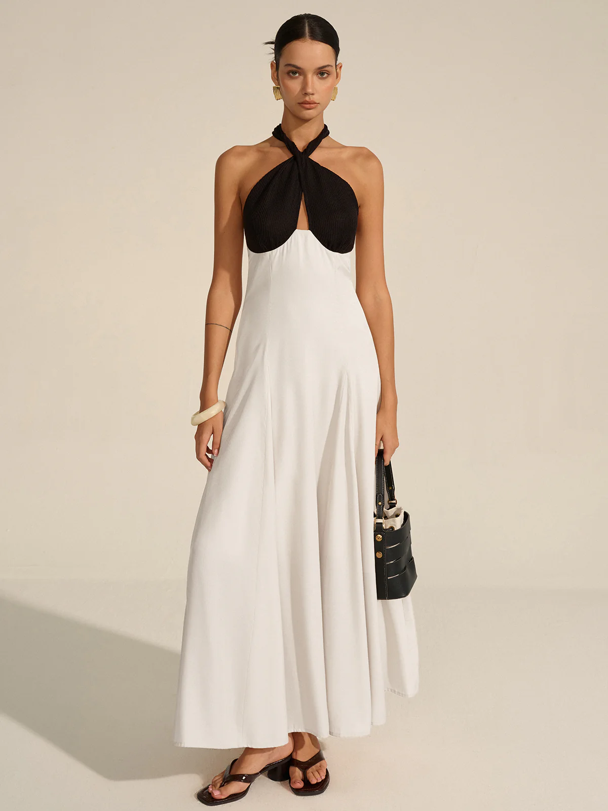Halter Neck Cut-Out Maxi Dress - Takermore
