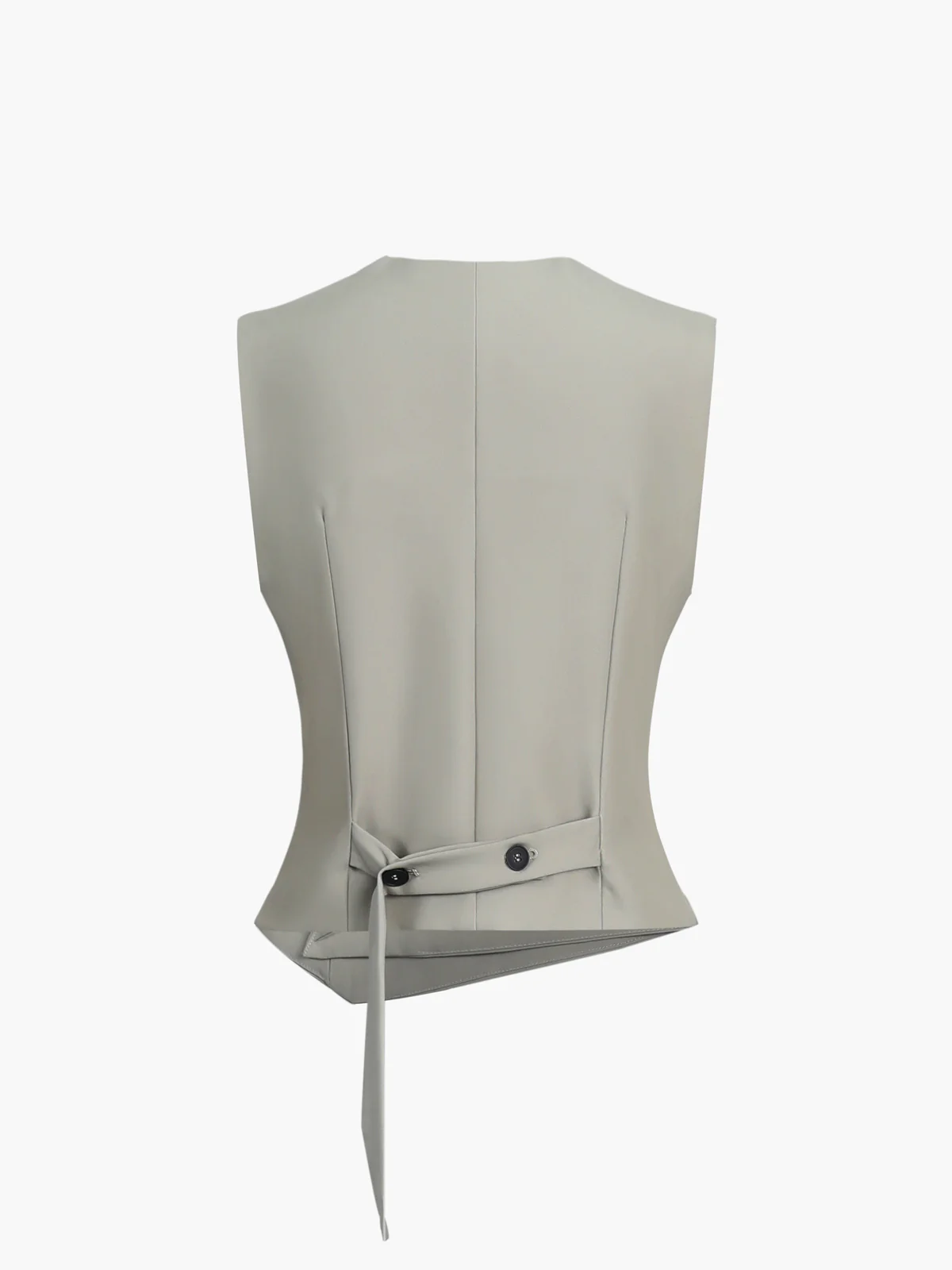 Asymmetric Grayish Green Button Sleeveless Vest - Takermore