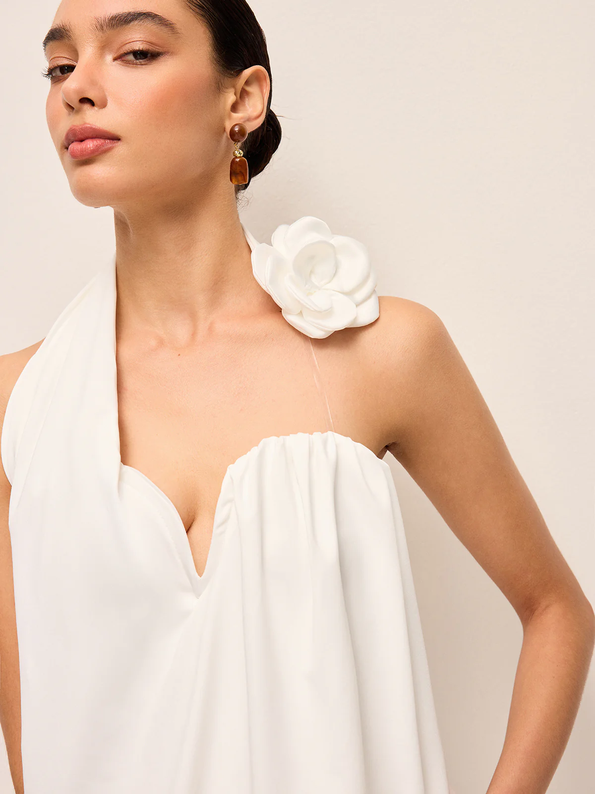 3D Floral Embellished Halter Top - Takermore