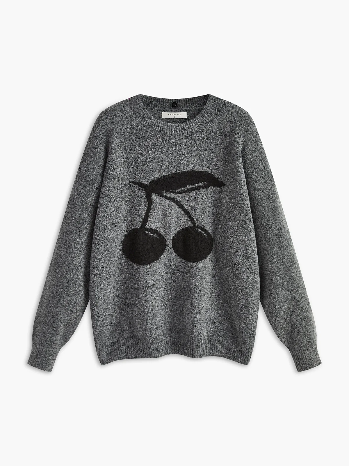 Cotton Blends Cherry Printed Pullover Sweater - Takermore