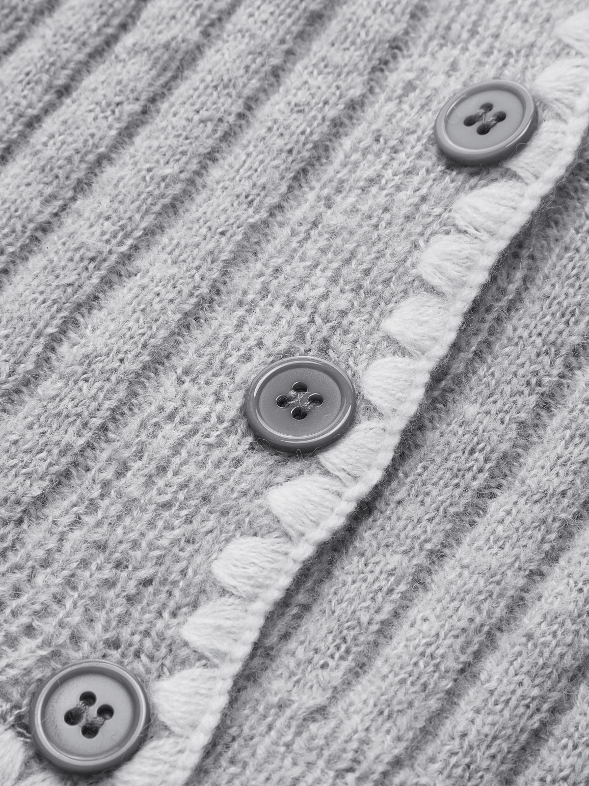 Contrast Embroidered Trim Button Cardigan - Takermore