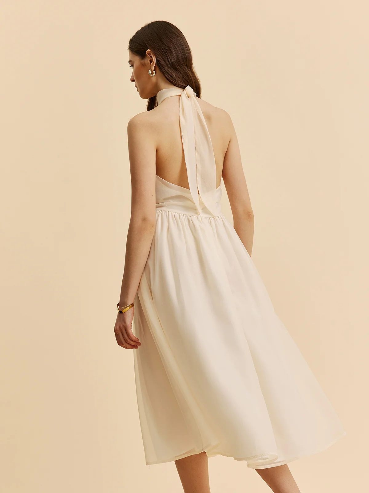Tie-Back Halter A-Line Dress - Takermore