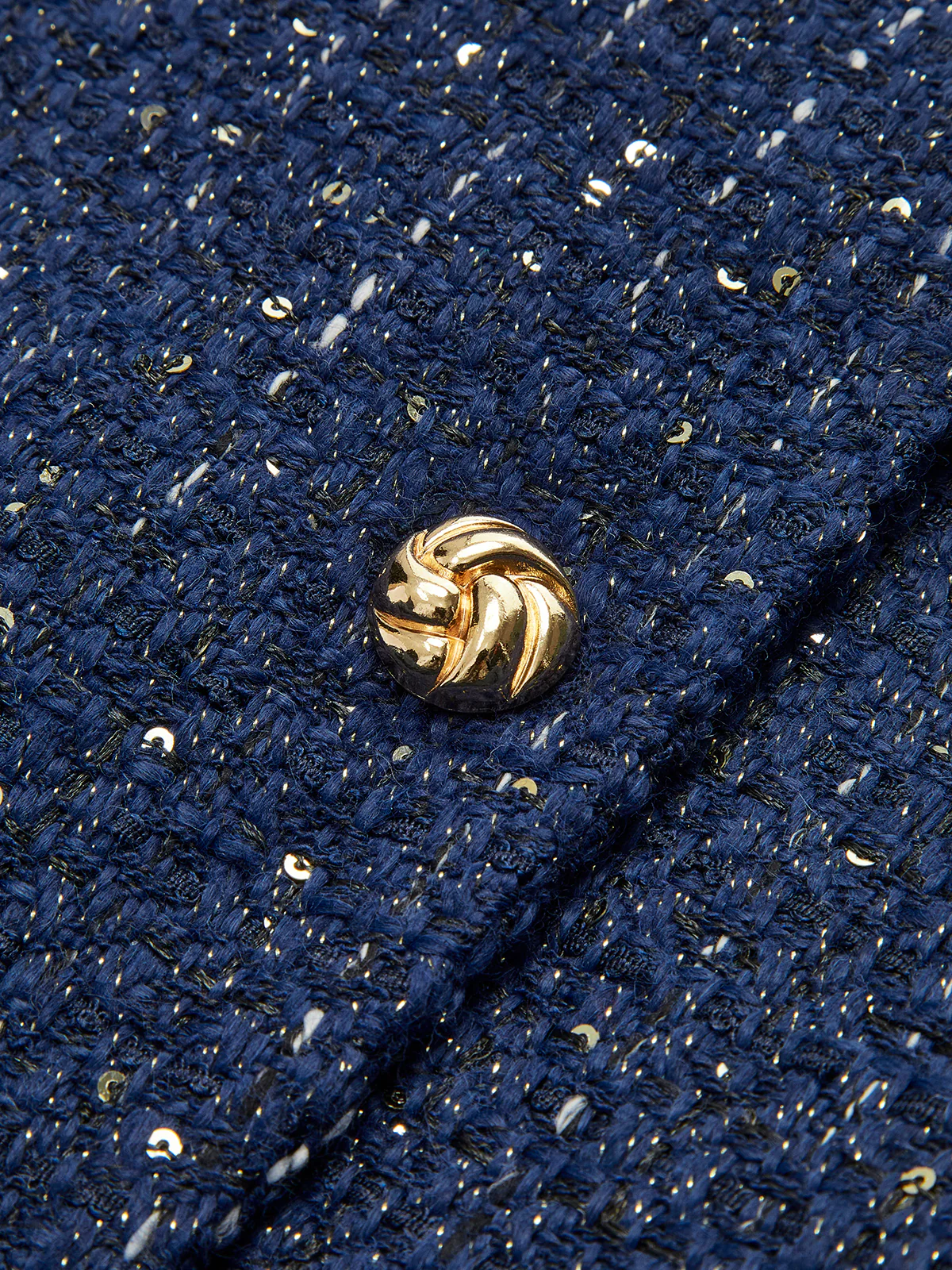 Sequins Button Belted Tweed Vest - Takermore