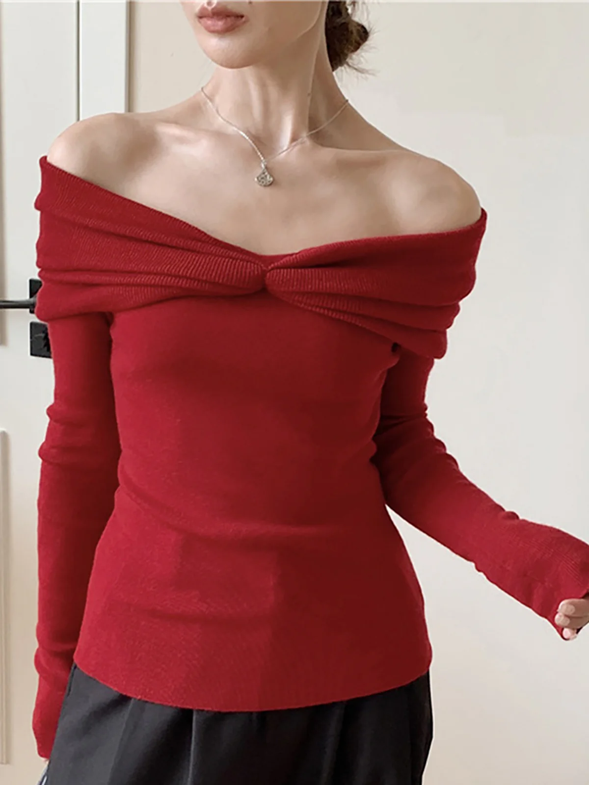 Wool-Blend Knotted Ruched Knit Top - Takermore