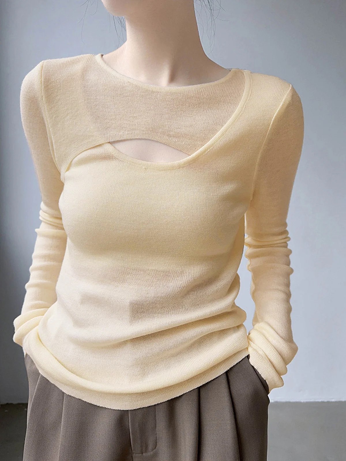 Criss Cross Cutout Long Sleeve Top - Takermore