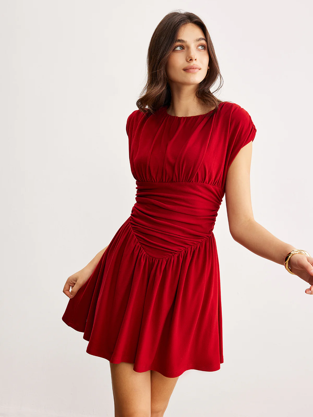 Elegant Pleated Ruffle Dress - Takermore