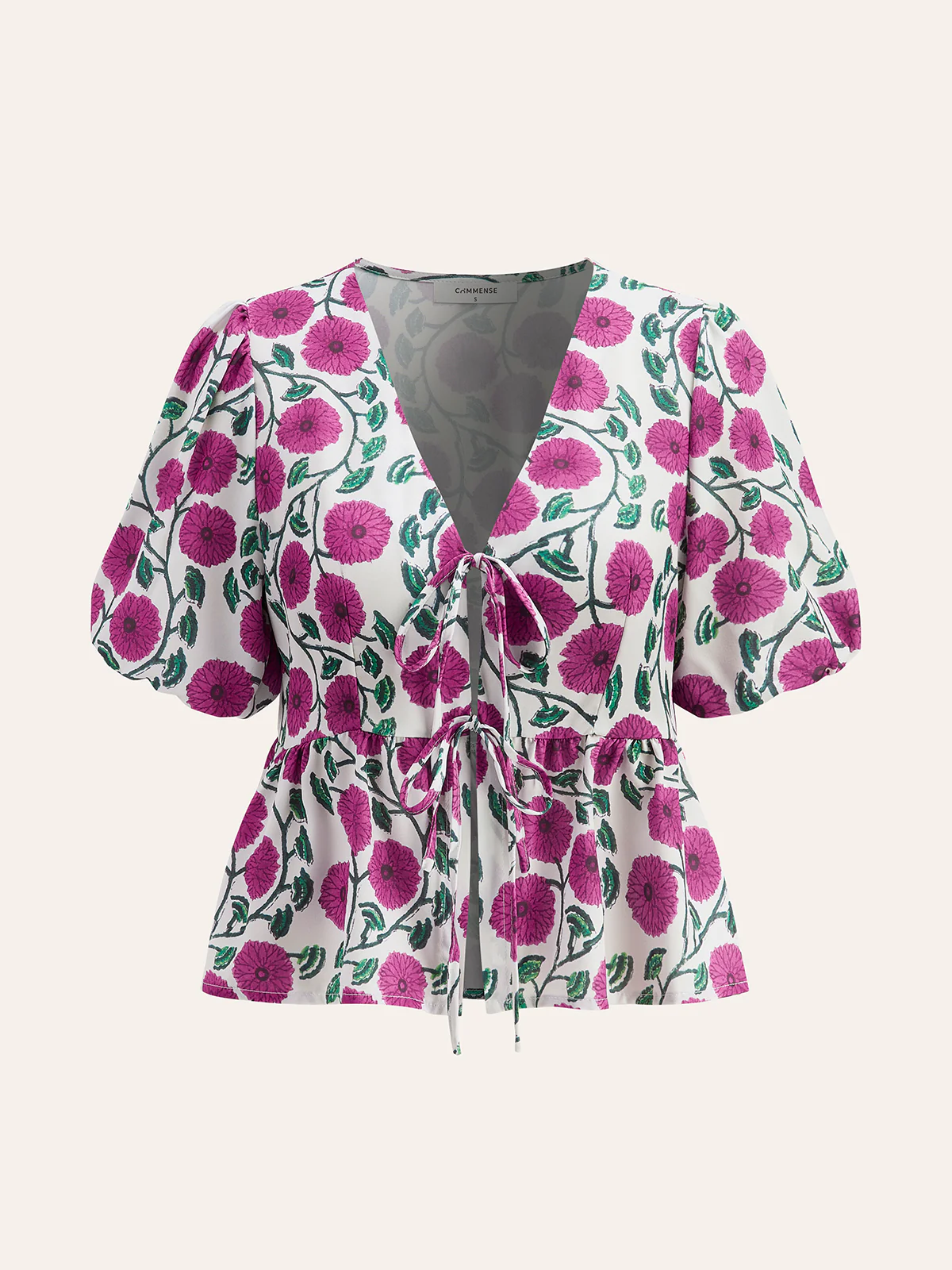 Boho V-Neck Drawstring Puff Sleeve Skirt Set - Takermore