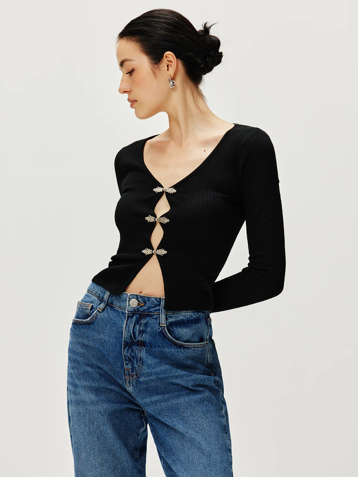 Long Sleeve Button Sweater - Takermore