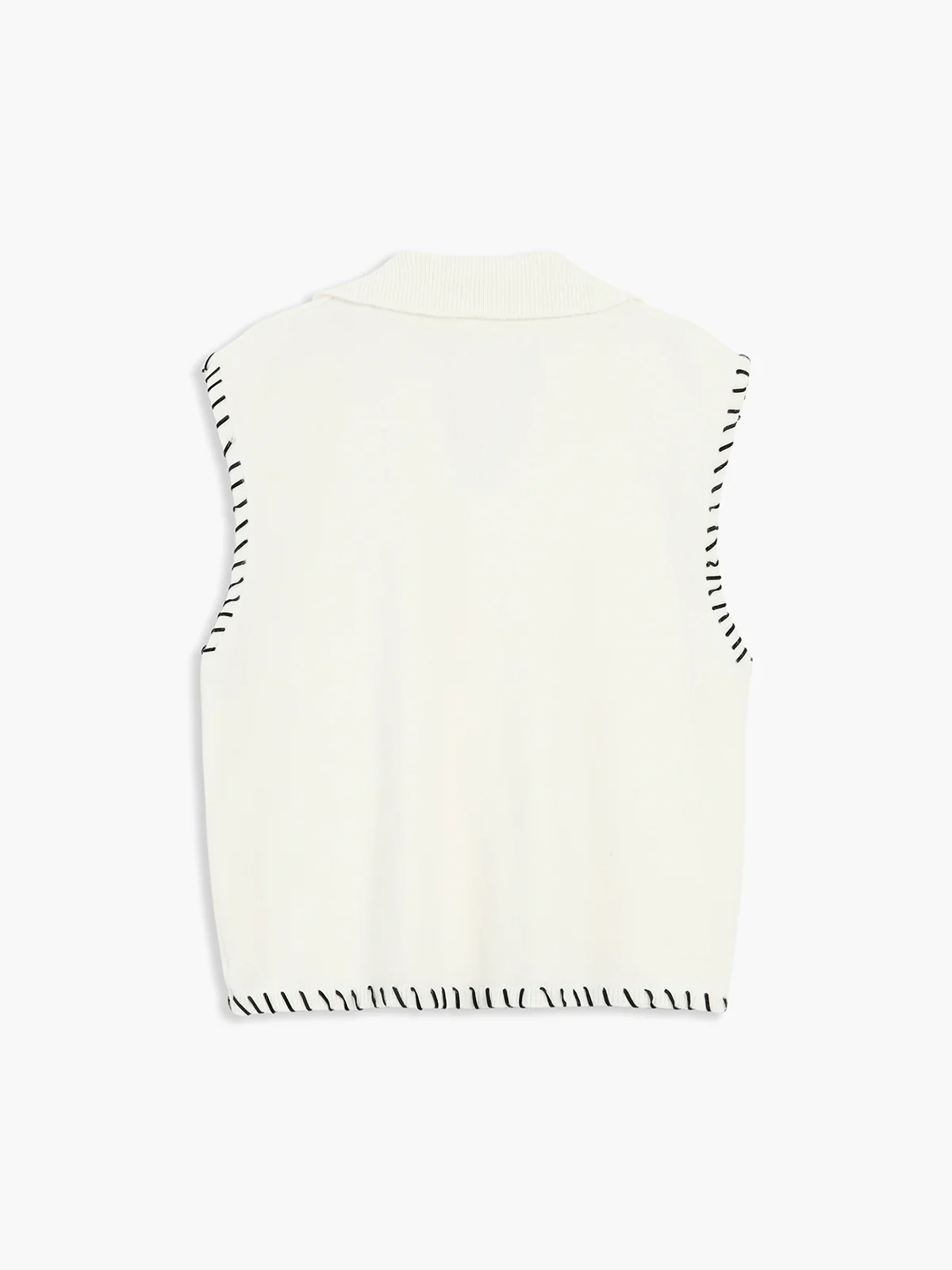 Contrast Stitches Trim Sweater Vest - Takermore