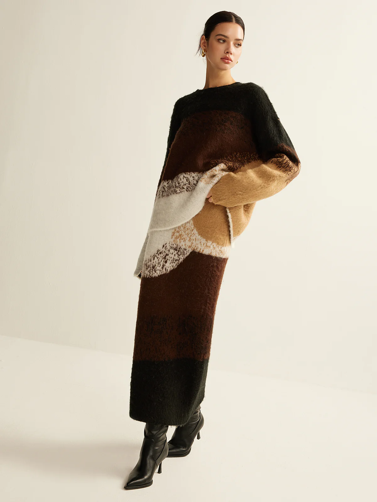 Color Block Sweater Skirt - Takermore