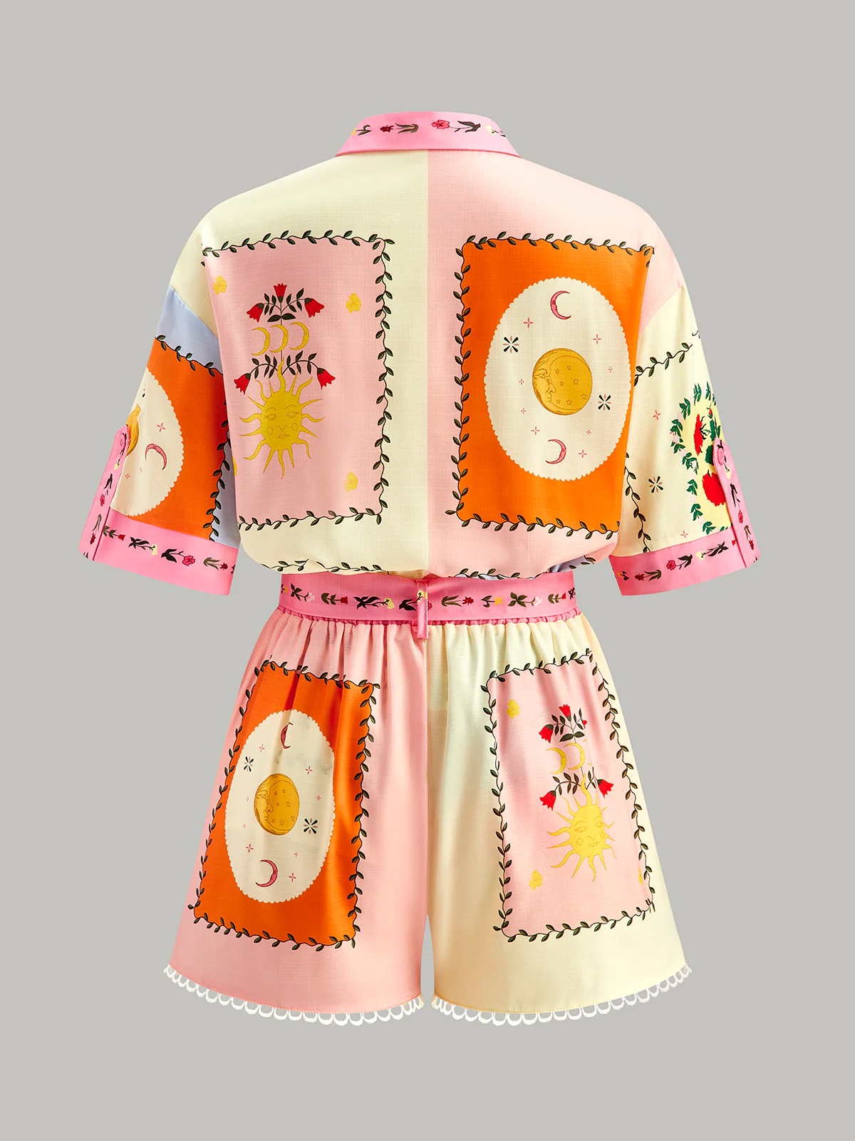 Belted Floral Print Shorts Set - Takermore