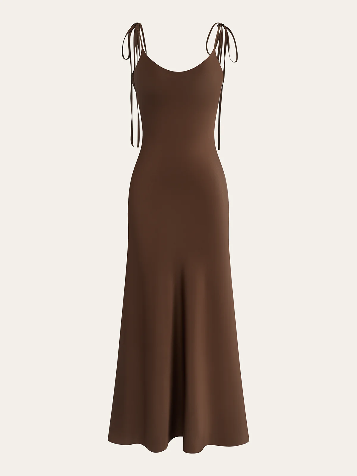Satin Strappy Maxi Dress with Bow-Tied Back - Takermore