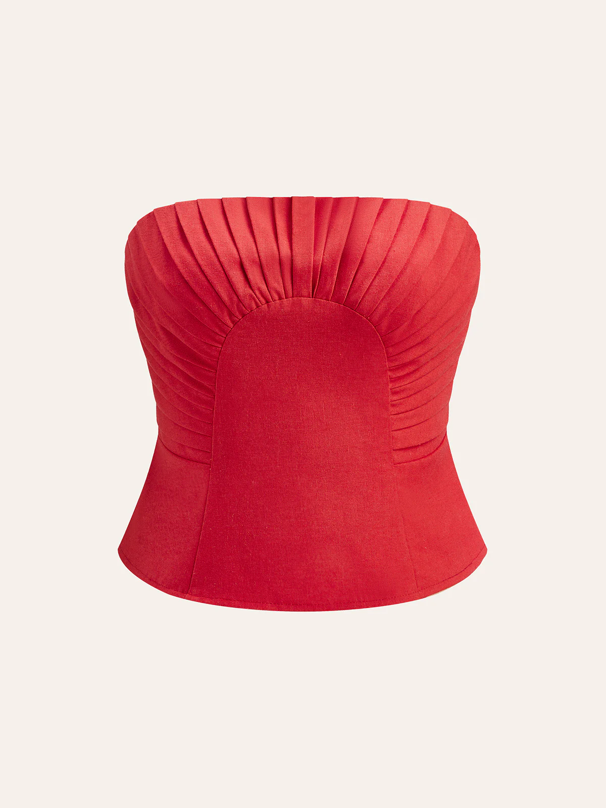 Cotton & Linen Pleated Strapless Top - Takermore