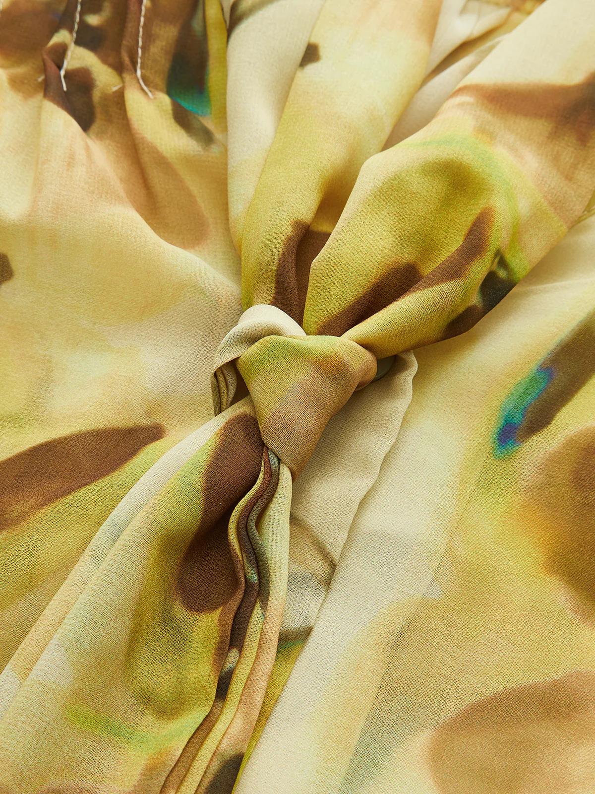 Pleated Floral Print Tie-Front Shirt - Takermore