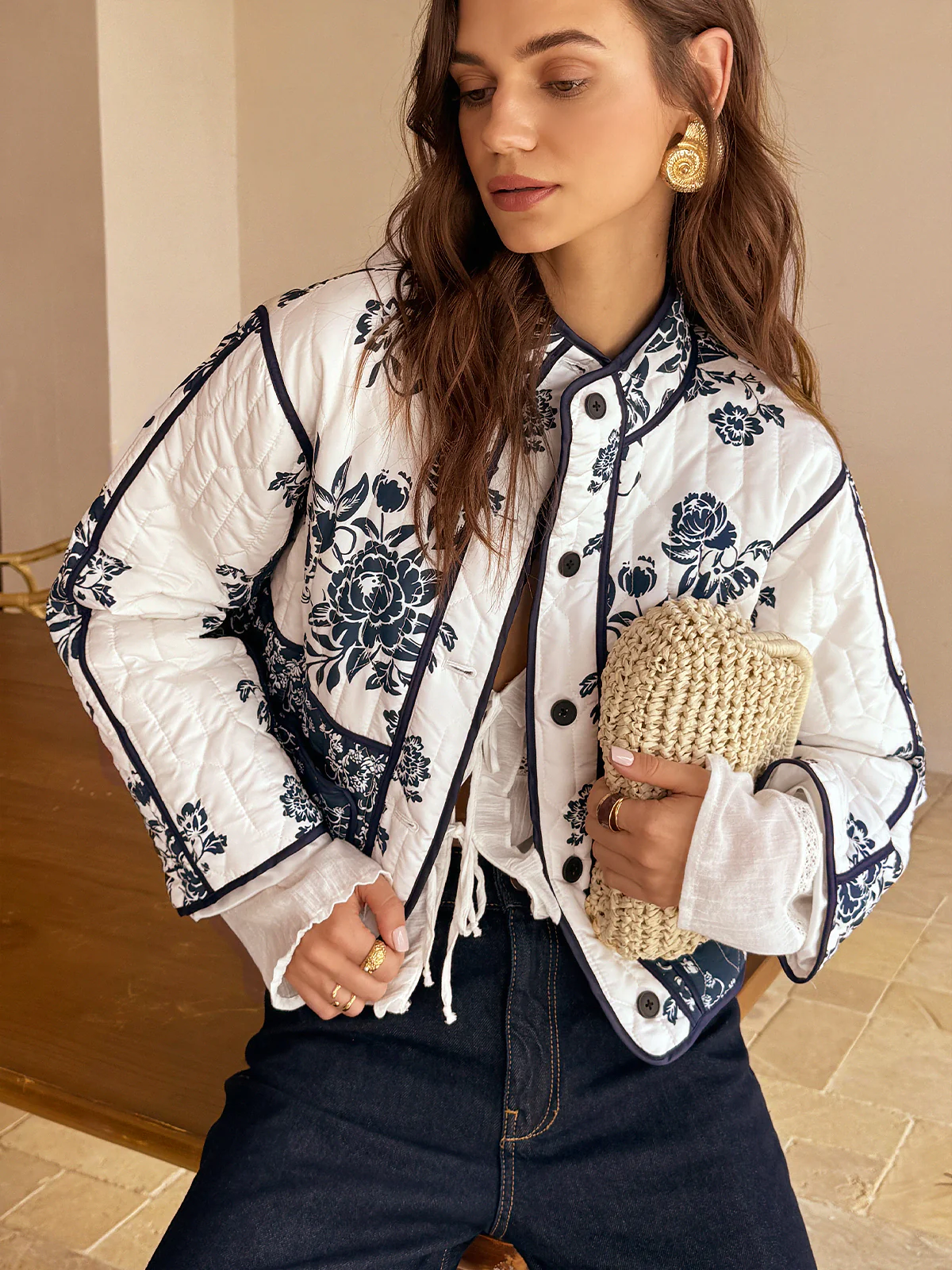 Boheme Printed Piping Cozy Jacket - Takermore