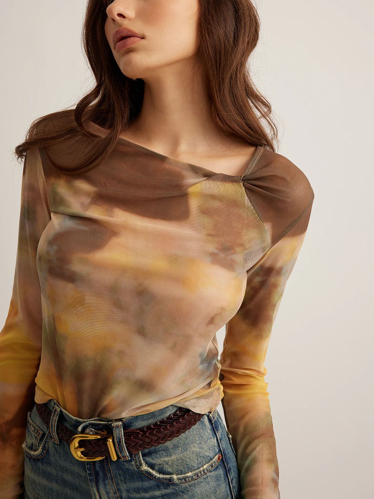 Semi-Sheer  Dye Printed Mesh T-Shirt - Takermore