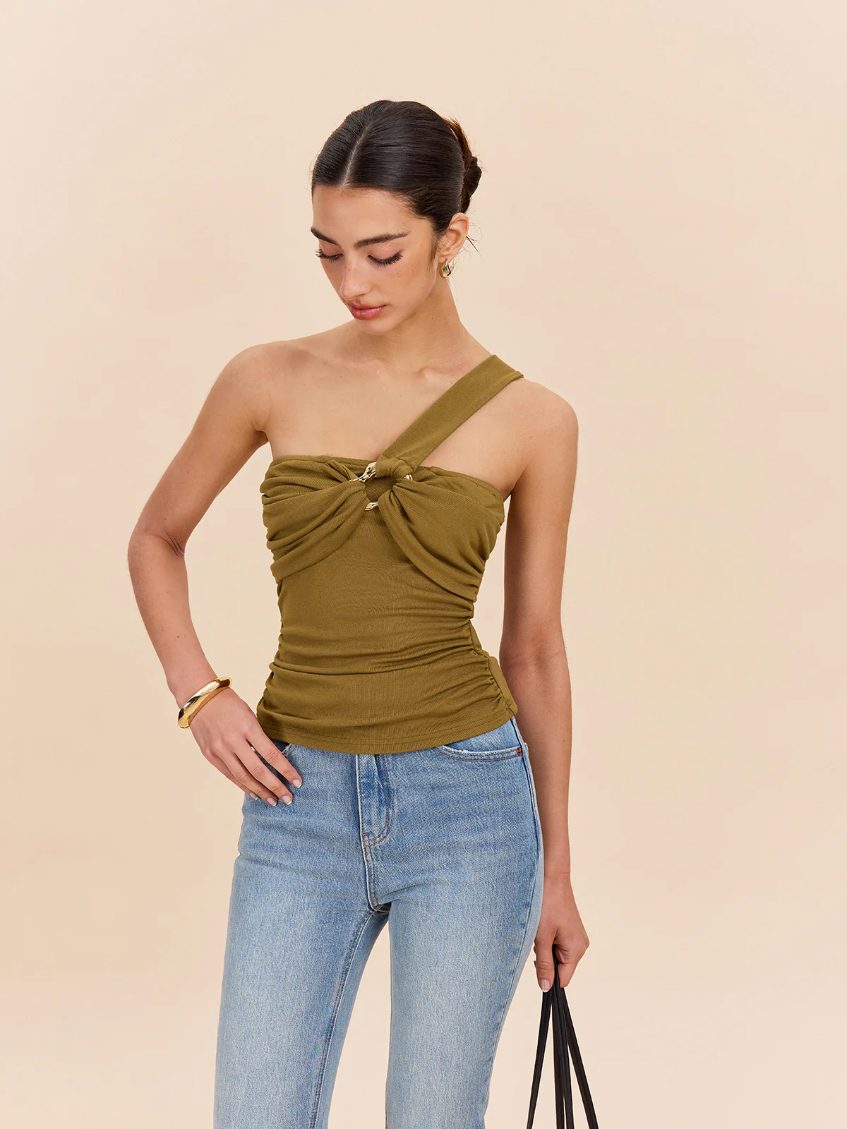 Twist Front One-Shoulder Top - Takermore