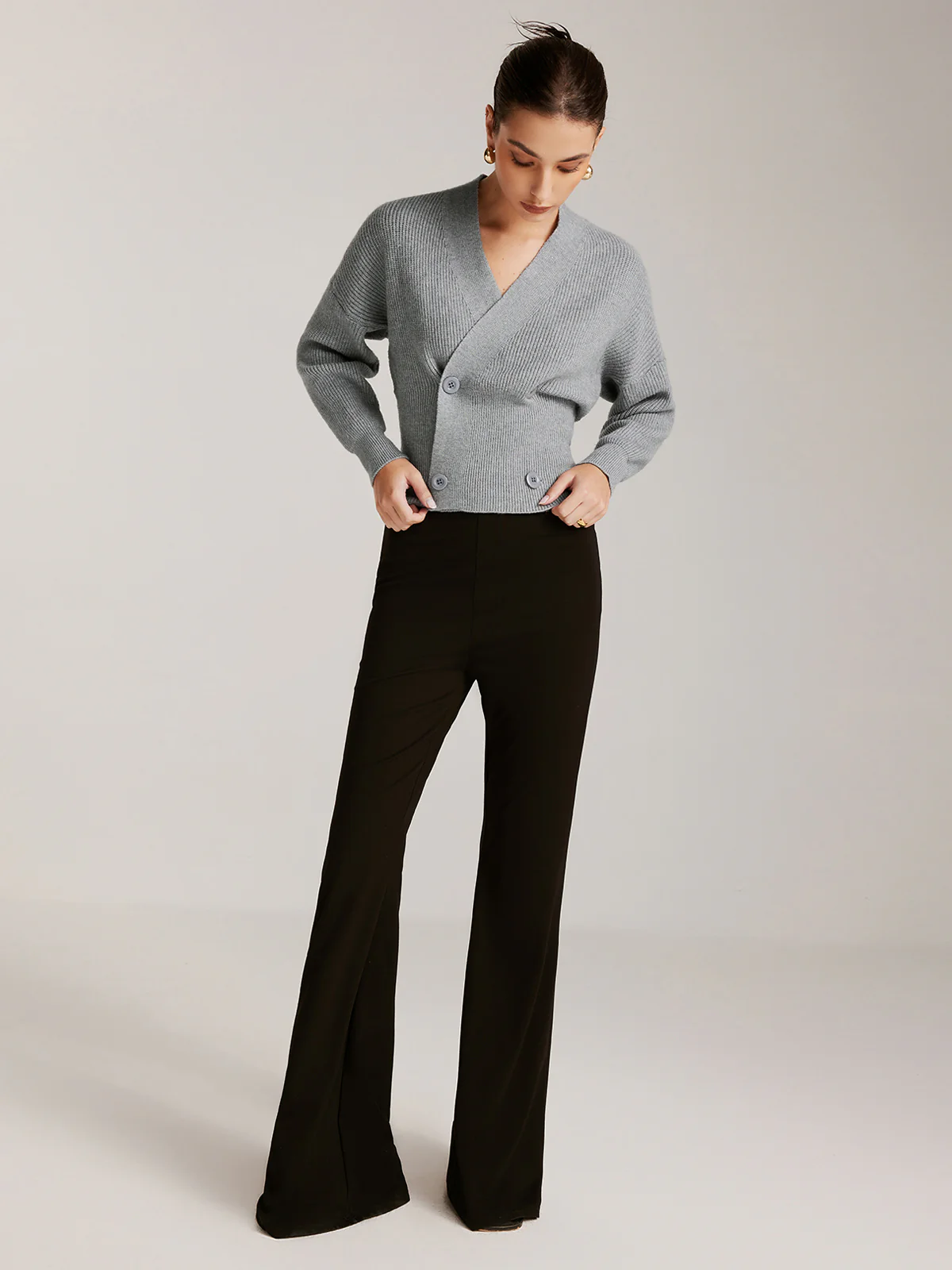 Criss Cross Button Cinched Sweater - Takermore