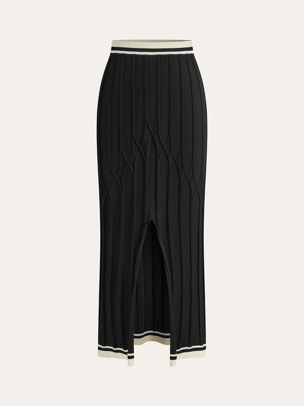 Slit-Front Textured Knit Midi Skirt - Takermore