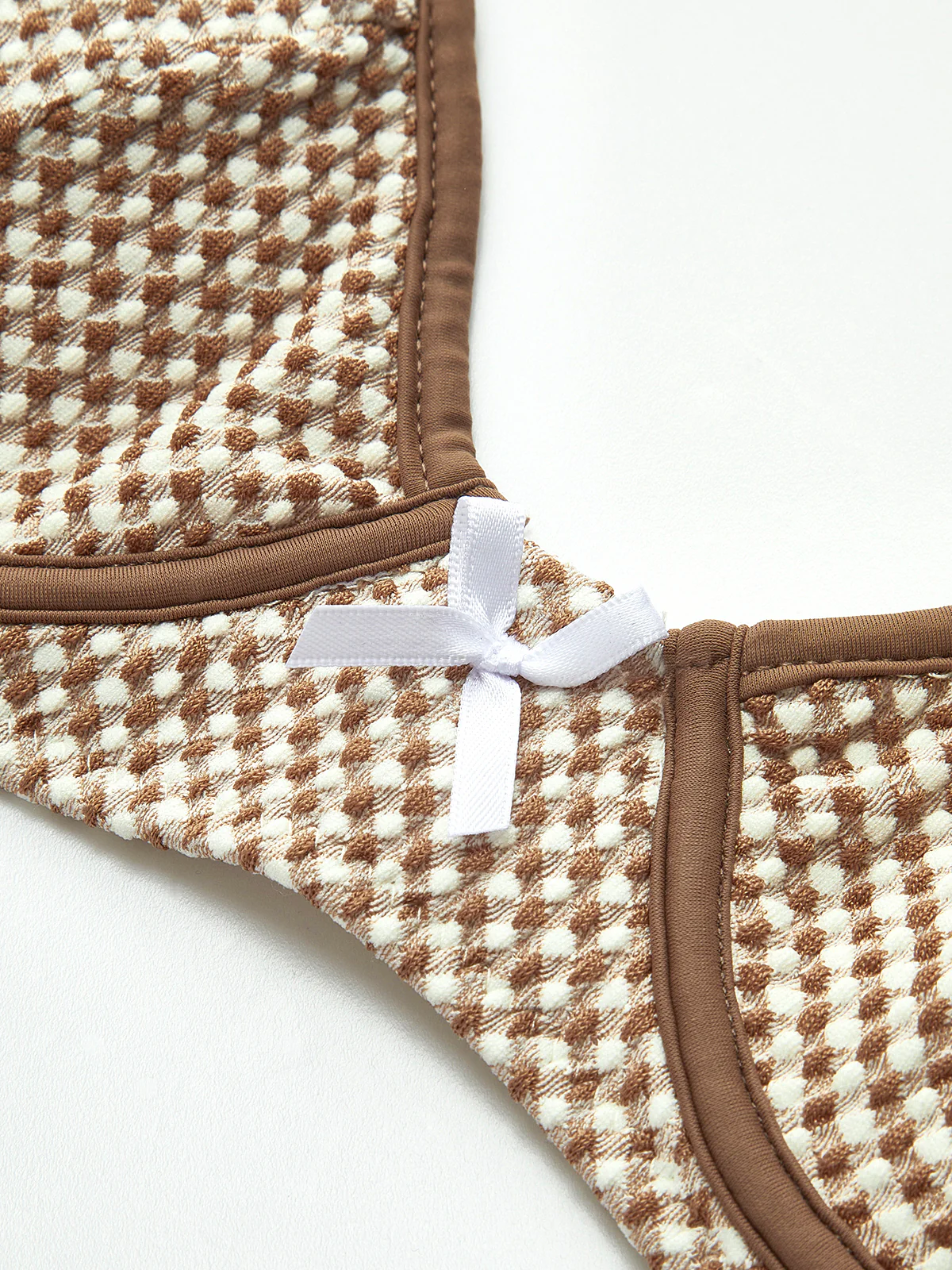 Contrast Binding Plaid Bikini Set - Takermore