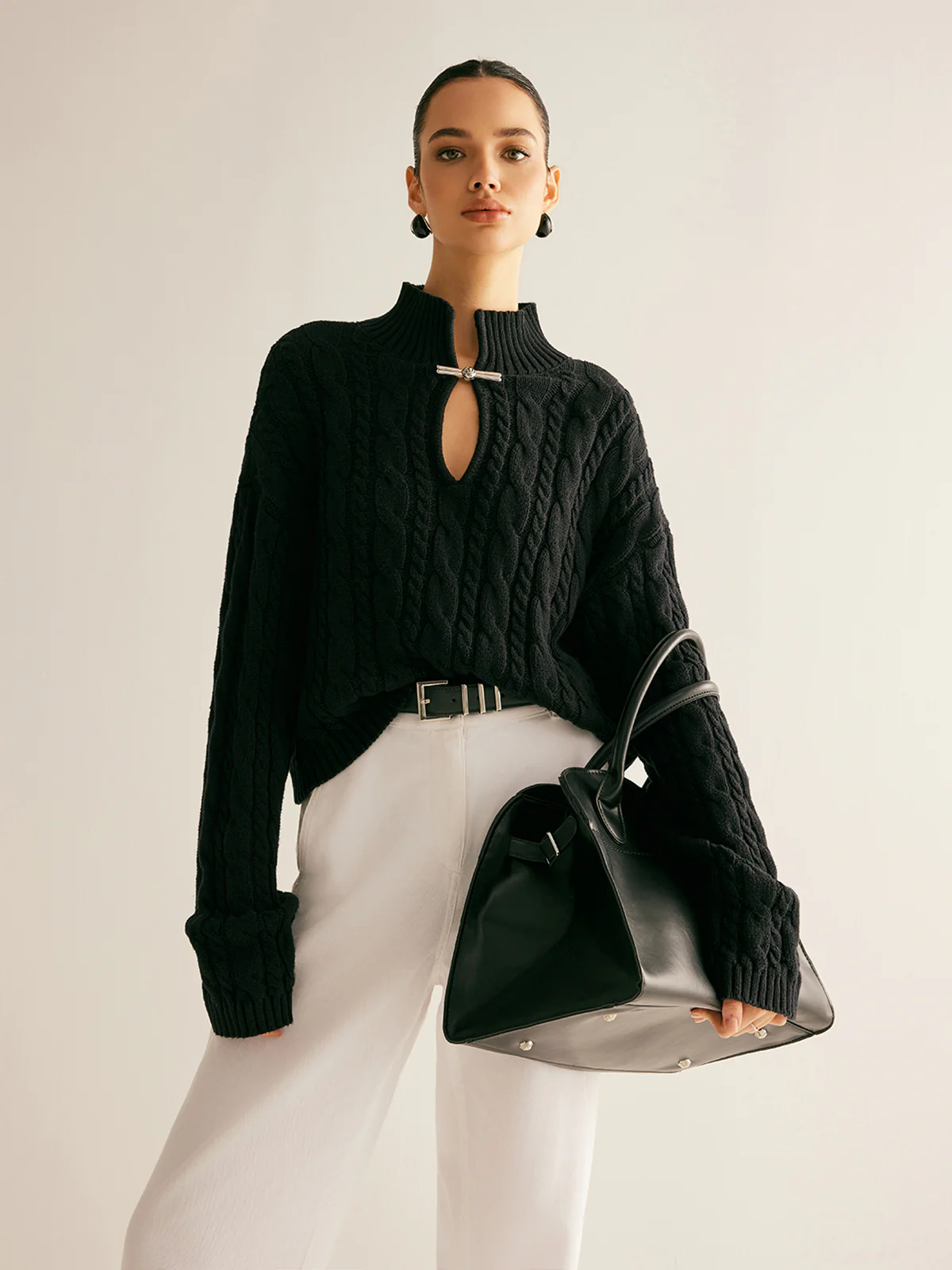 Cotton Keyhole Neckline Knit Top - Takermore