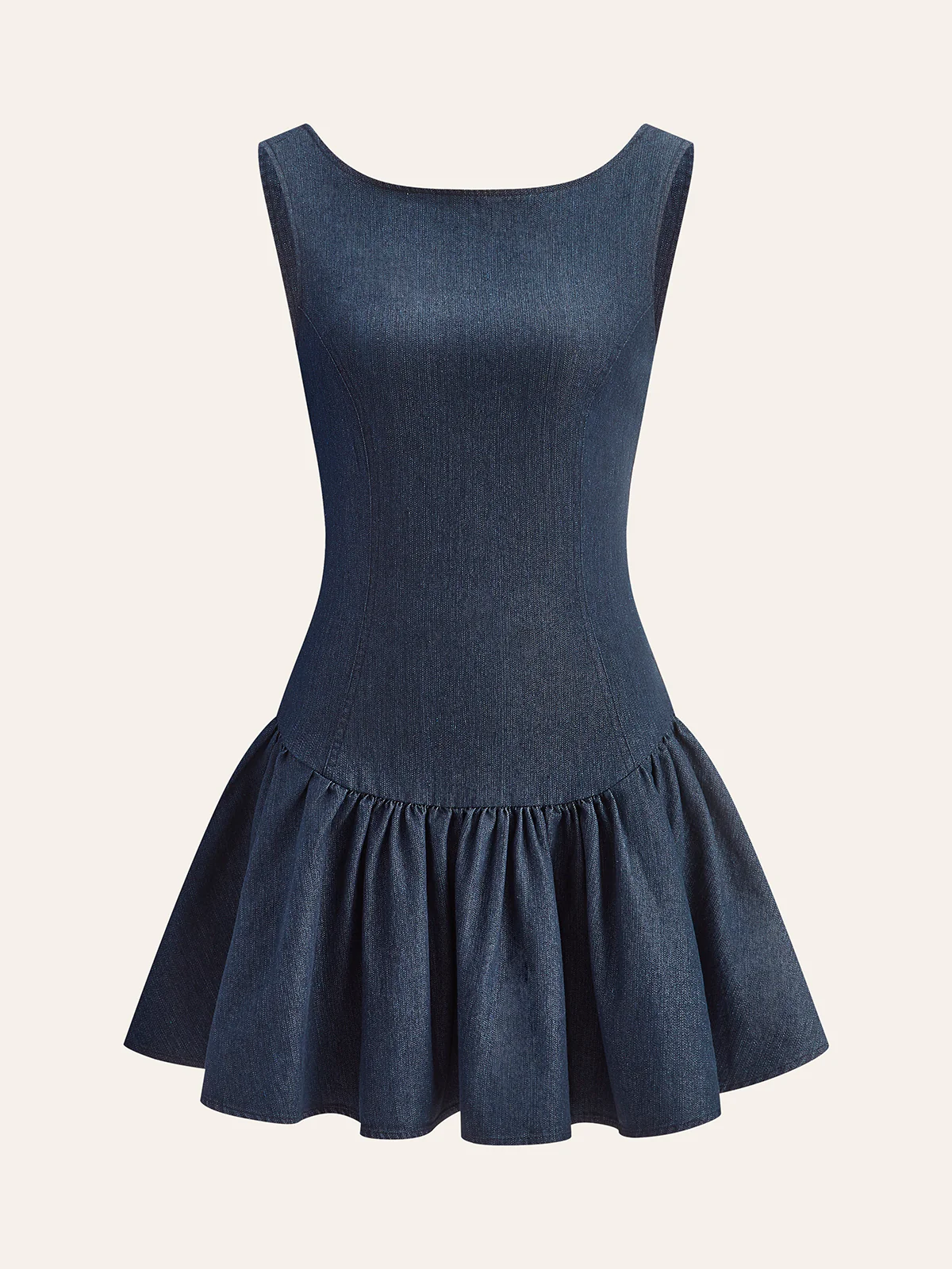 Denim Sleeveless Flare Dress - Takermore