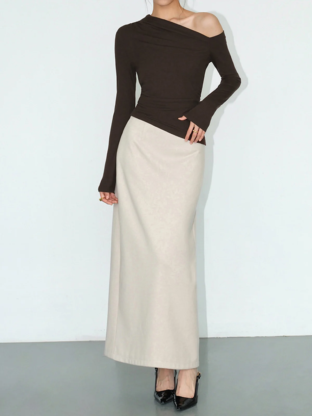 One-Shoulder Skinny Jersey Top - Takermore