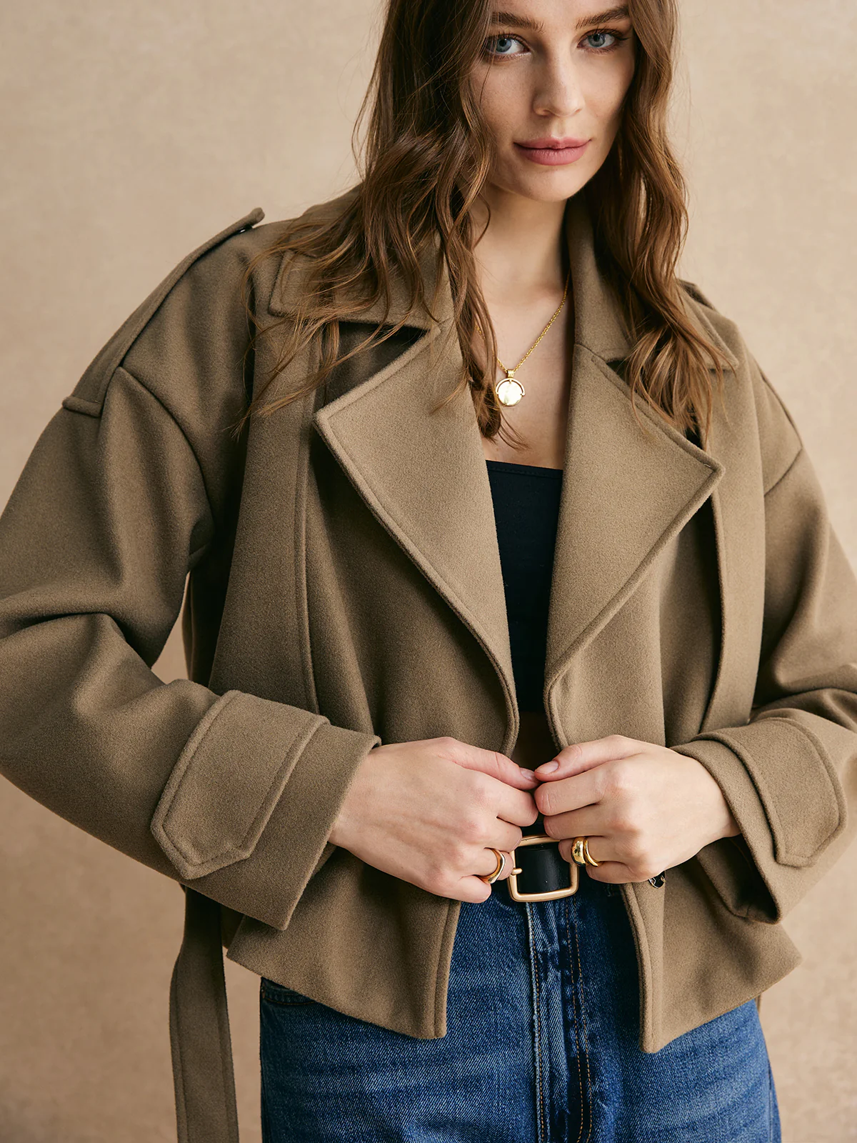 Plain Belted Warm Jacket - Takermore