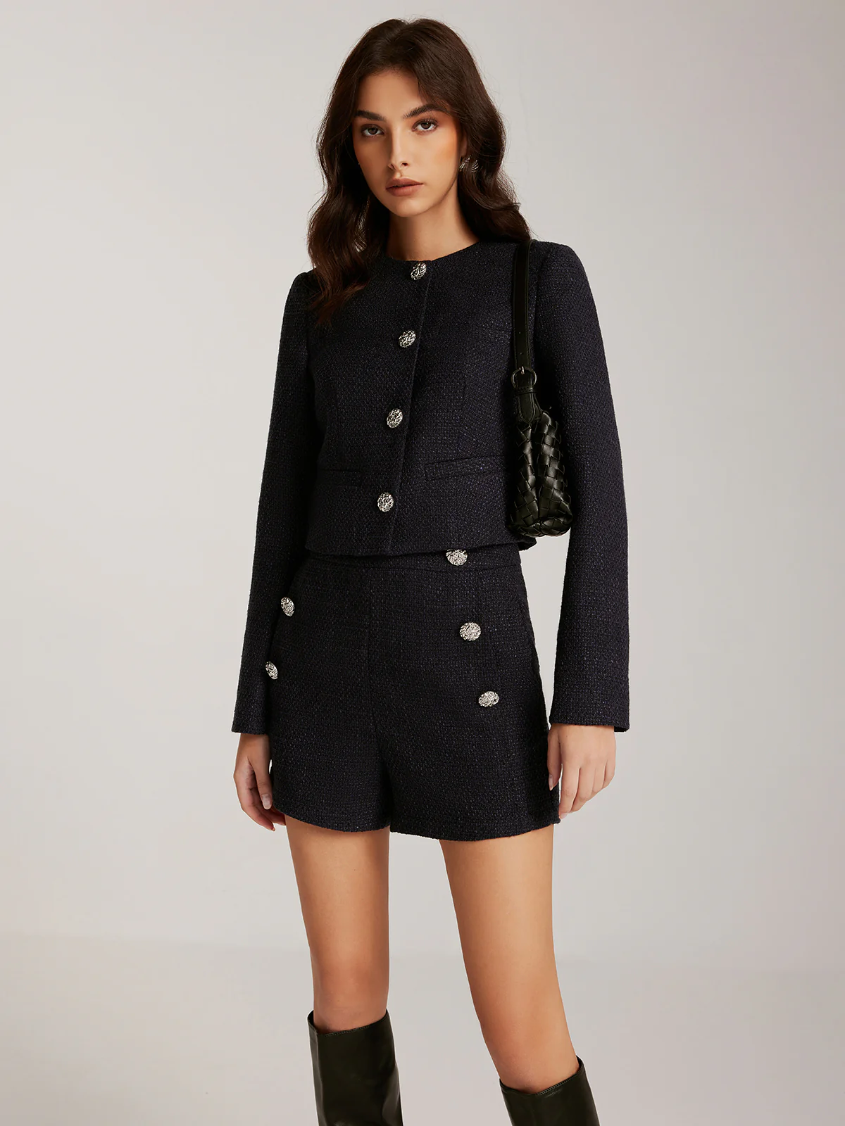 Button Down Tweed Short Jacket - Takermore