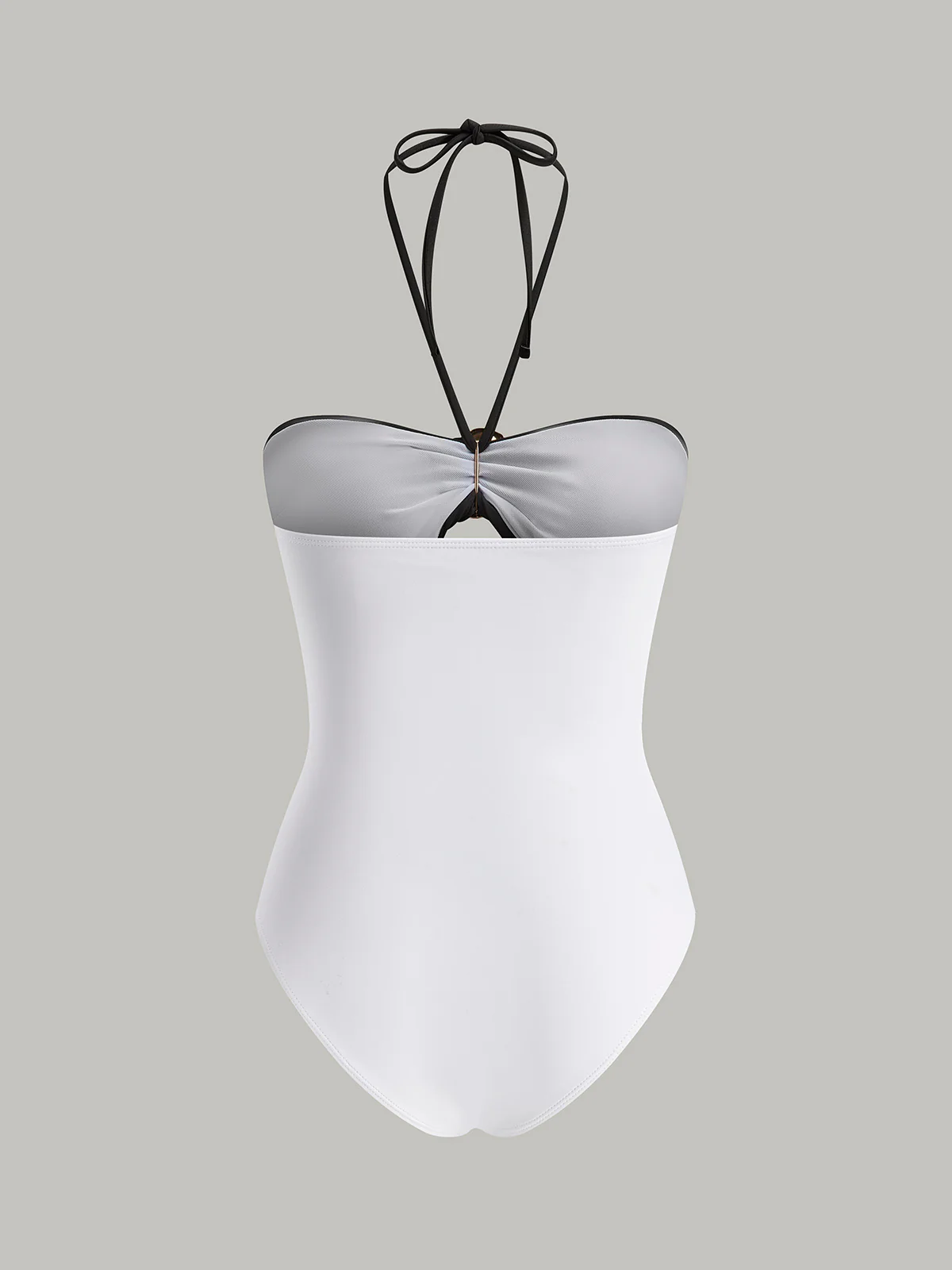 Halter Cutout Metal Ring One-Piece Swimsuit - Takermore