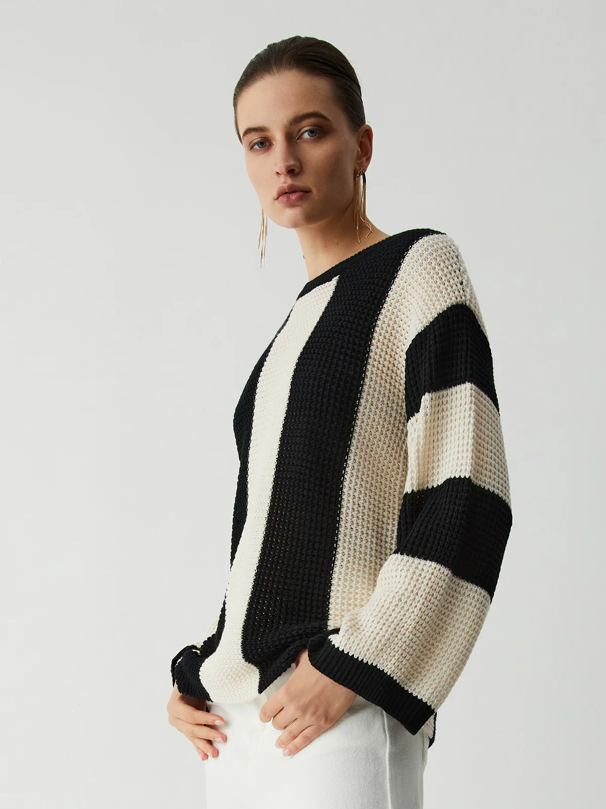 Pointelle Stripe Sweater - Takermore