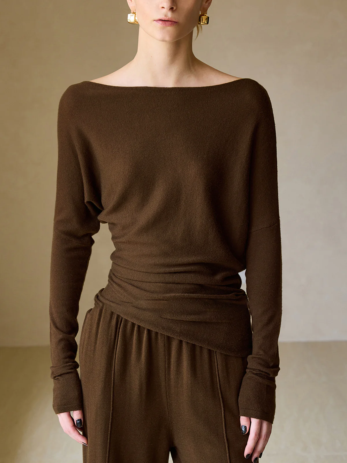 Casual Asymmetrical Neck Slim Sweater - Takermore