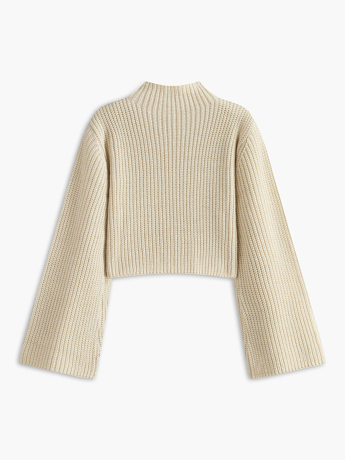 Wool-Blend Bell Sleeve Crop Shift Sweater - Takermore