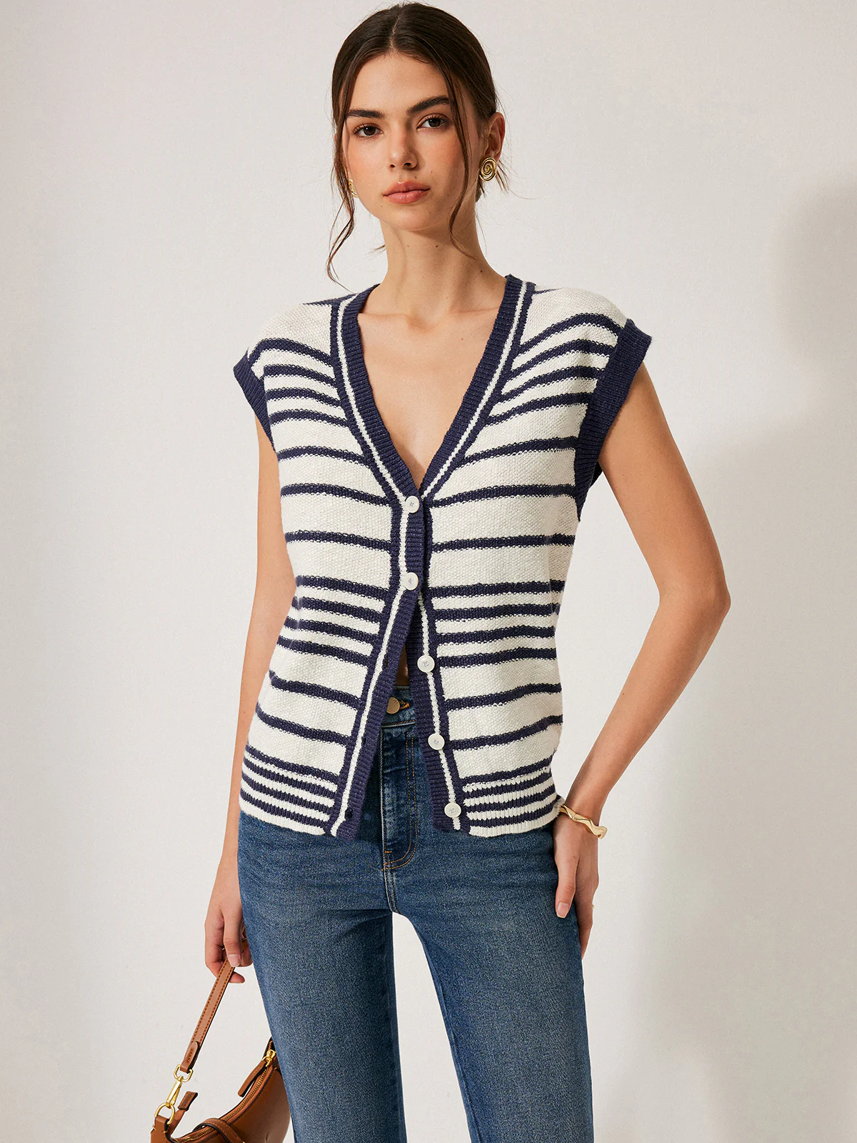 Striped Knit Cardigan - Takermore