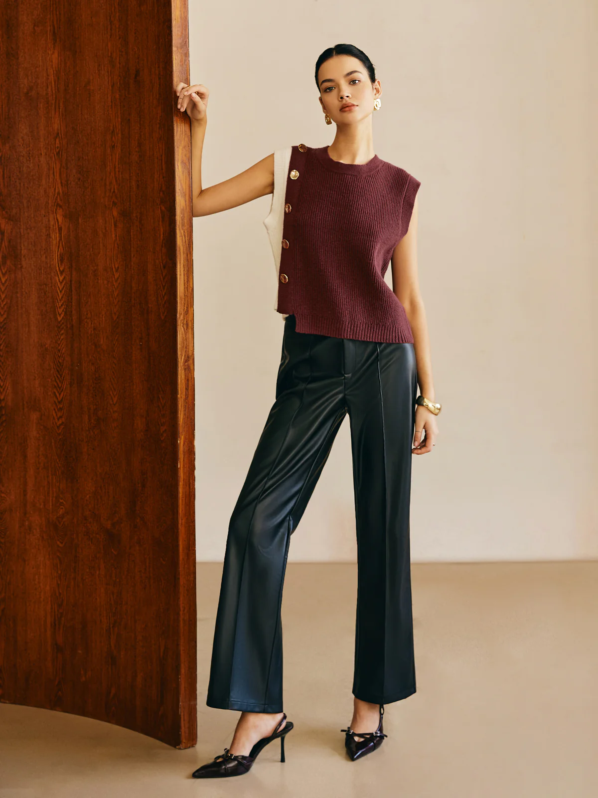 Oversized Color Block Sweater Vest - Takermore