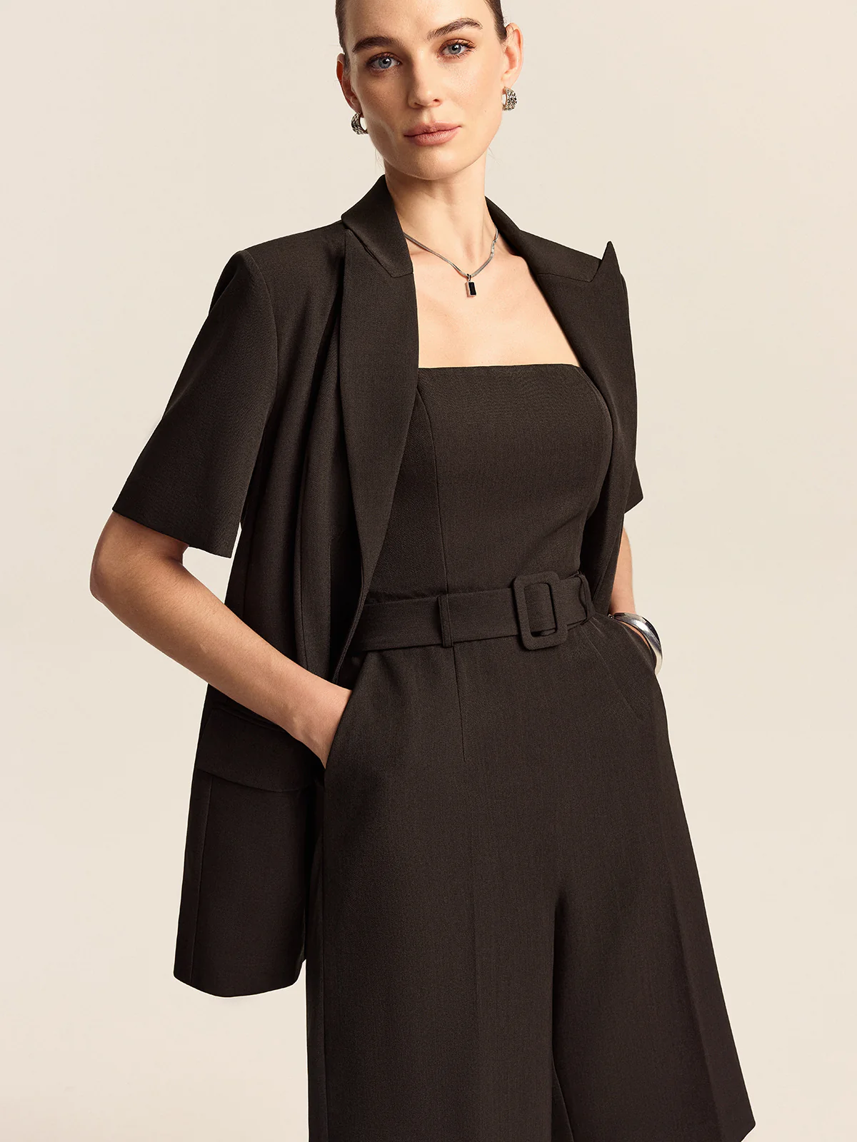 Strapless Belted Jumpsuit - Takermore